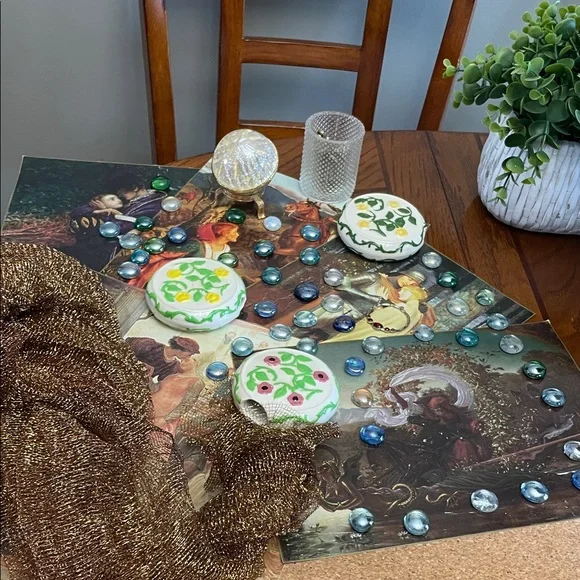 Vintage Mixed LOT Mesh Scarf Glass Pebbles Medieval Paper Art Iridescent Globe - Picture 4 of 16